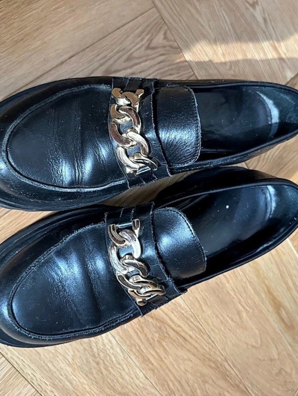 Black Chain Platform Mules
